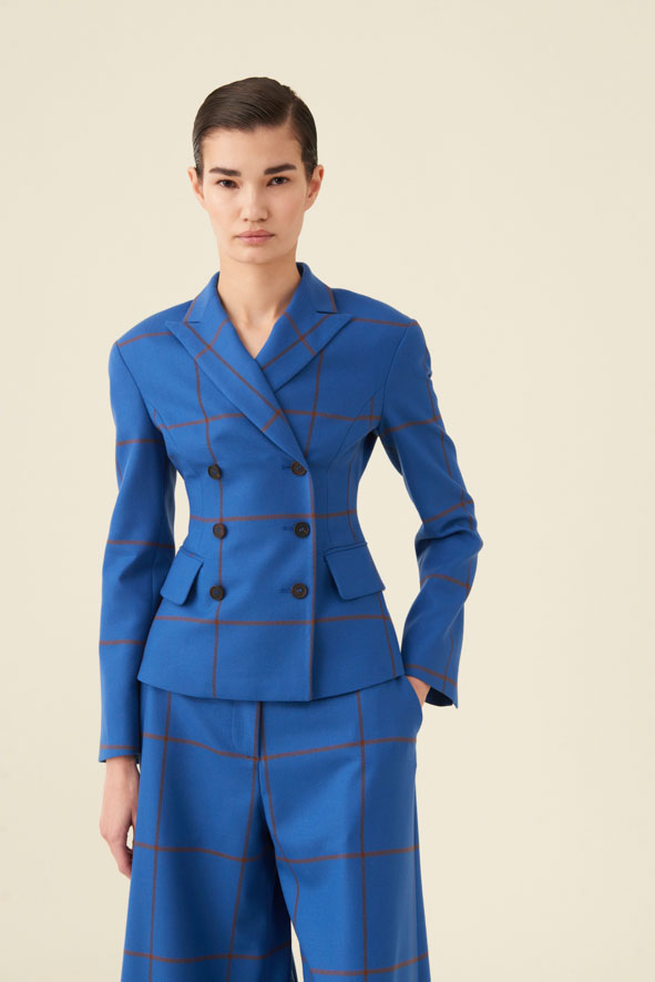 co.go fall winter 2023-2024 blue wool women suit detail 2