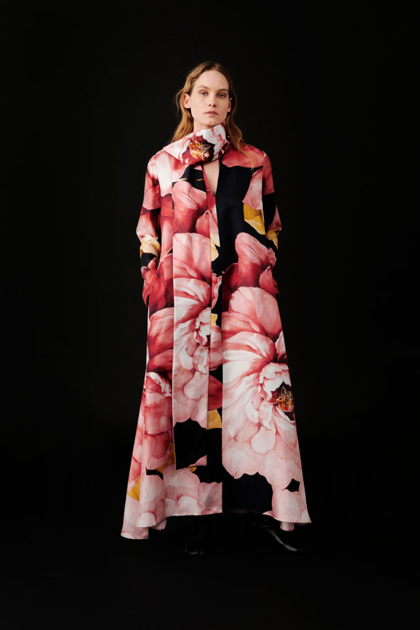 co.go fall winter 2023-2024 silk dress with flowers