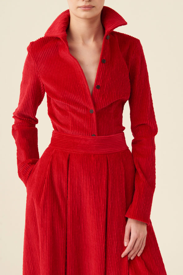 co.go fall winter 2023-2024 red velvet tailleur detail