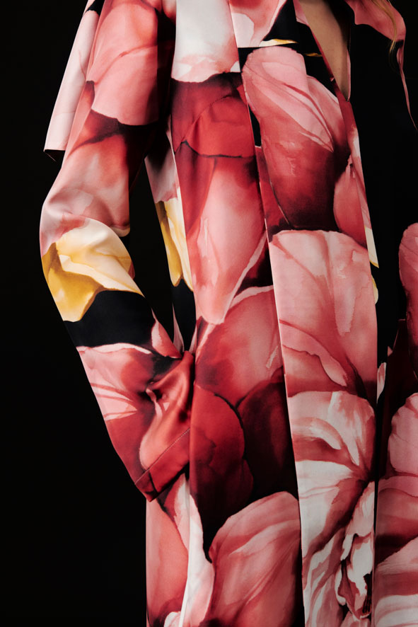 co.go fall winter 2023-2024 silk dress with flowers detail