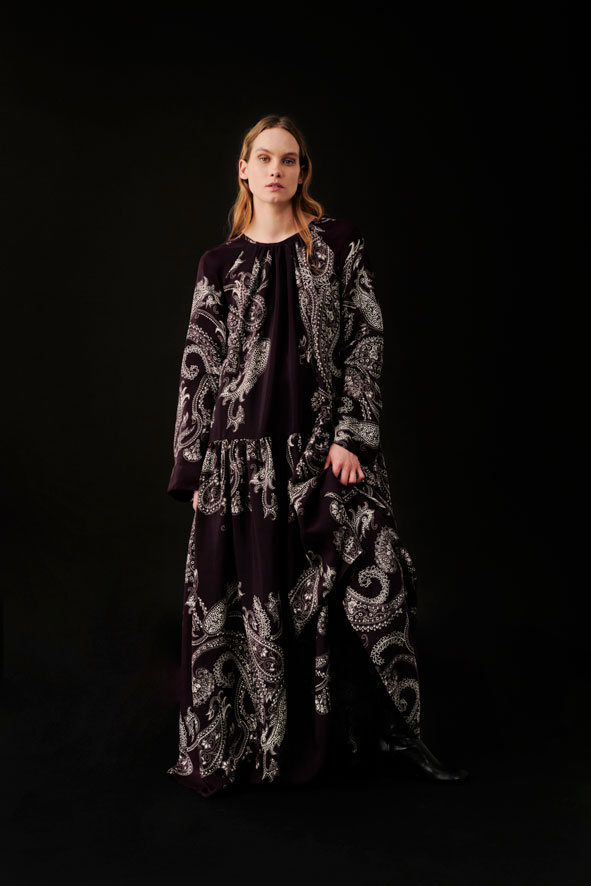 co.go fall winter 2023-2024 silk paisley dress
