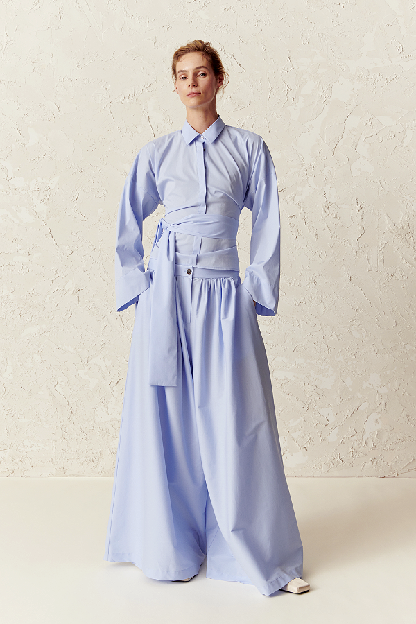 light blue pants and blouse spring summer 2025