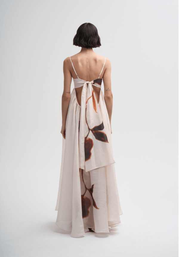 long women dress botanical print