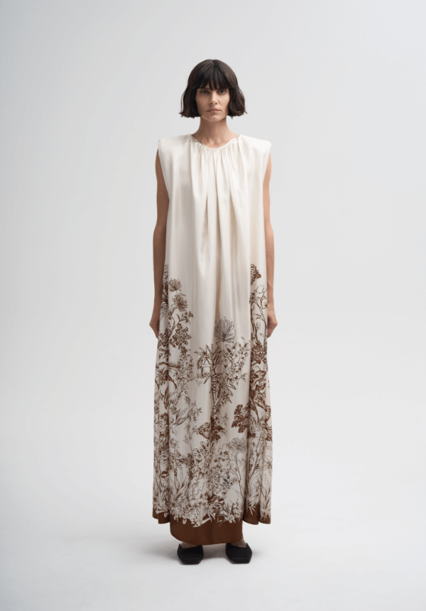 botanical print woman long dress