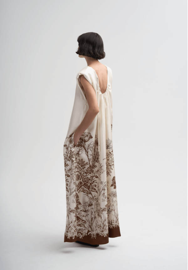 botanical print woman long dress