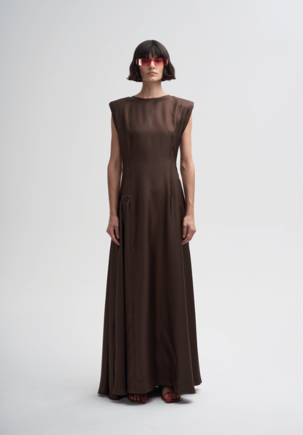 long woman dress brown