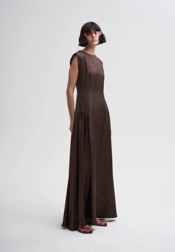 long woman dress brown