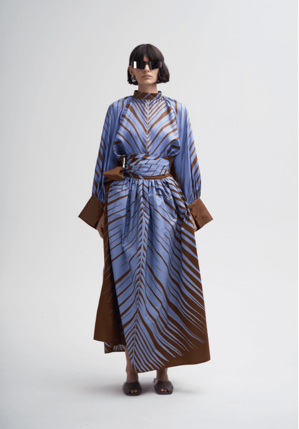 long women dress with geometric pattern