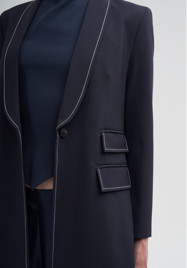woman long jacket detail