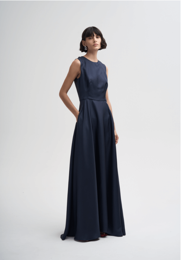 long woman dress dark blue
