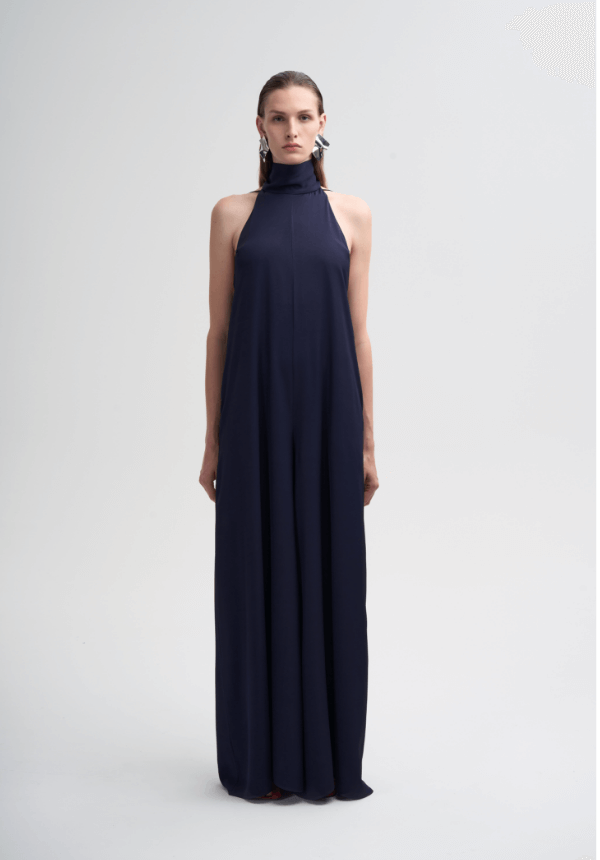 long woman jumpsuit dark blue