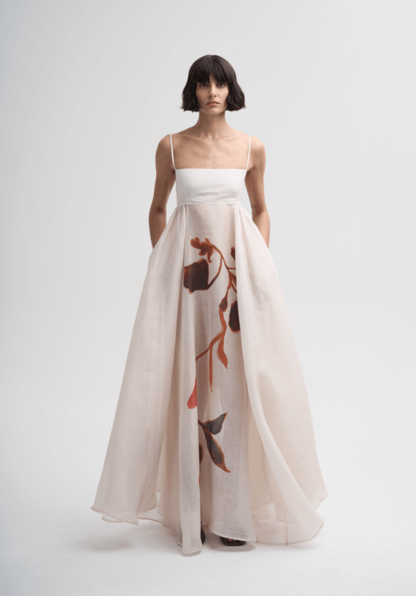 long women dress botanical print